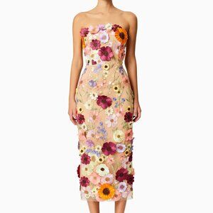 Elliatt Helena Strapless Midi Dress In Pink